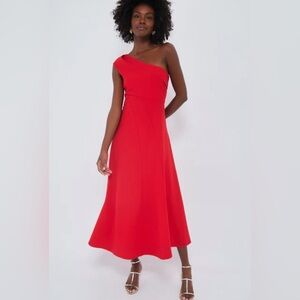 TUCKERNUCK X India Hicks Size XS • Red Scarlet Carmen Dress One Shoulder.